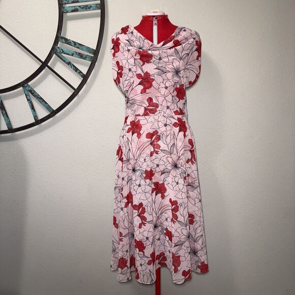 Donna Karan Dresses & Skirts - Donna Karan New York Dress 12 NWT $350 Sleeveless Pink Floral Lined Midi